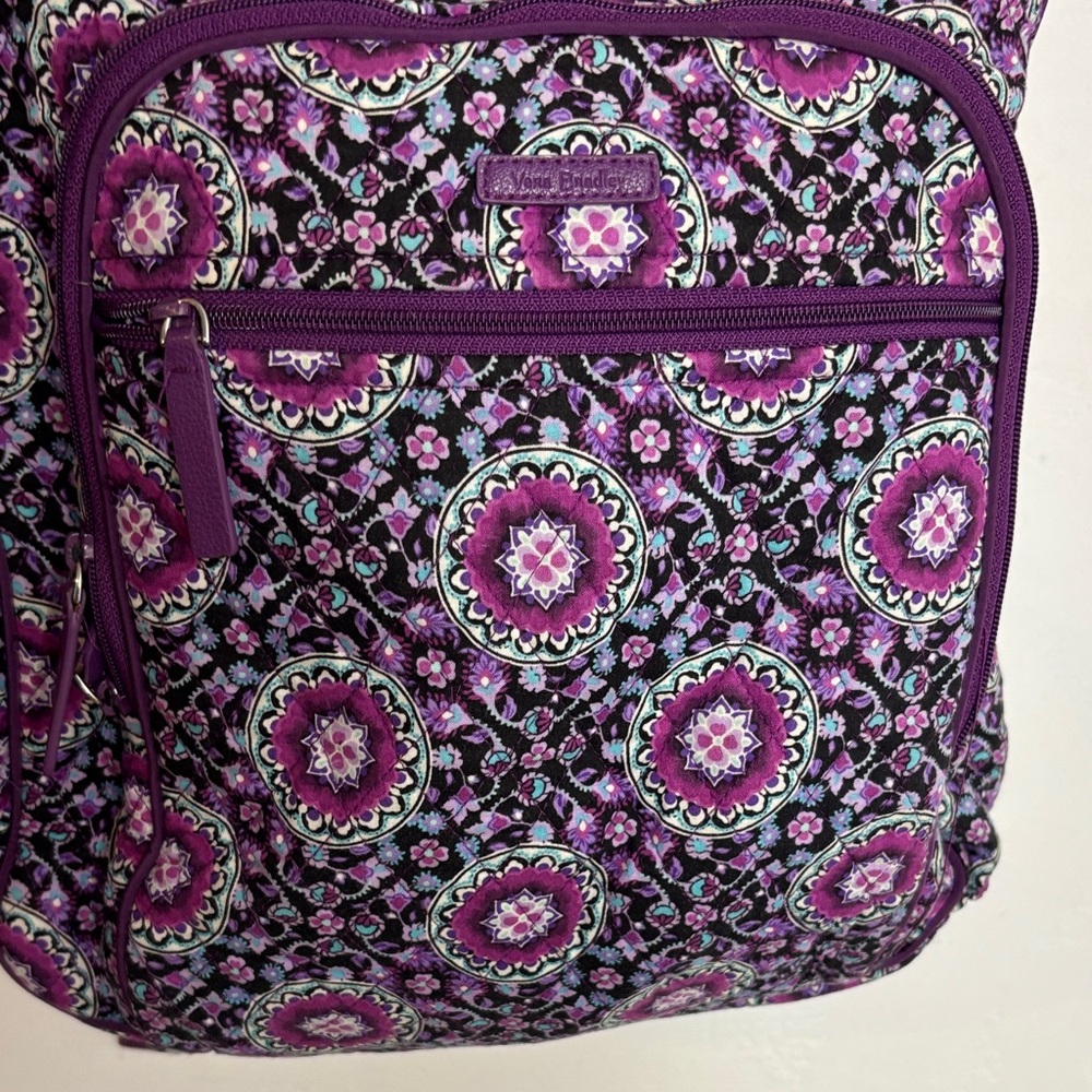 Vera Bradley Floral Purple Backpack As Is Condition VB9420 - Picture 2 of 11
